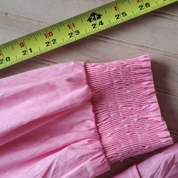 NWT Strut & Bolt Smocked Pink Ruffles Deep V-Neck Stretch Fun Girly Short Dress - Picture 13 of 13